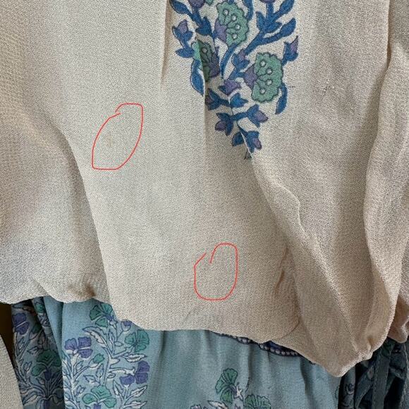 FREE PEOPLE Boho Printed Natural Long Sleeve Janpath Romper Shorts  Women’s Sz M - Picture 16 of 16